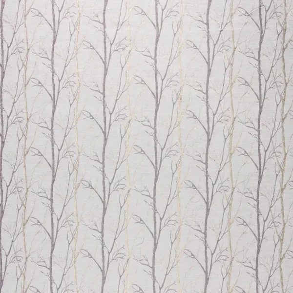 Burley Fabric - Silver Birch by black-grey botanical embroideried fabric from Fibre Naturelle