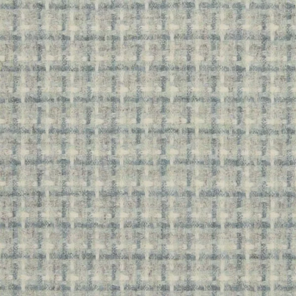 Villa Fabric - Slate by blue checked woolen fabric from Abraham Moon & Sons
