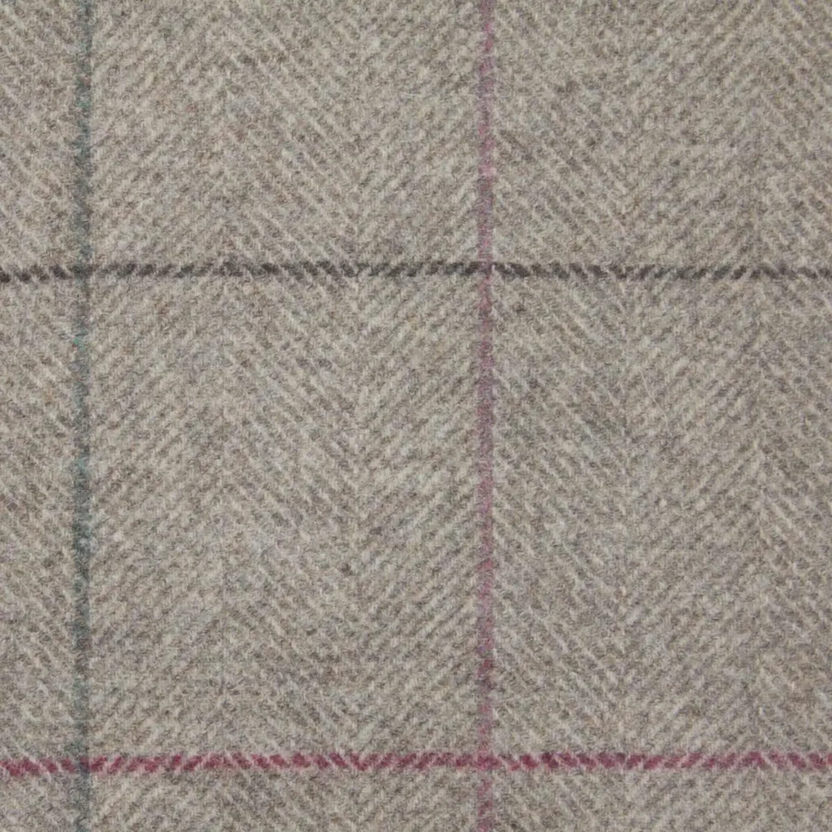 Herringbone Pane Fabric - Sandstone by black-grey checked woolen fabric from Abraham Moon & Sons