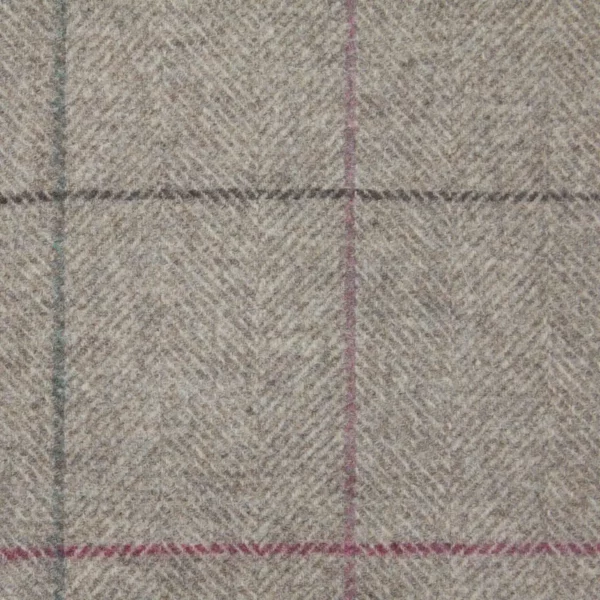 Herringbone Pane Fabric - Sandstone by black-grey checked woolen fabric from Abraham Moon & Sons