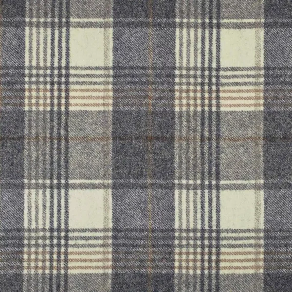 Huntingtower Fabric - Charcoal by black-grey checked woolen fabric from Abraham Moon & Sons