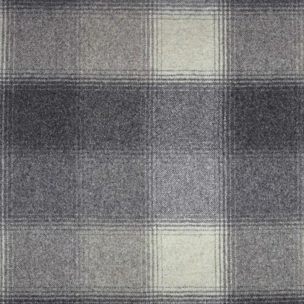 Kilnsey Fabric - Taupe by black-grey checked woolen fabric from Abraham Moon & Sons