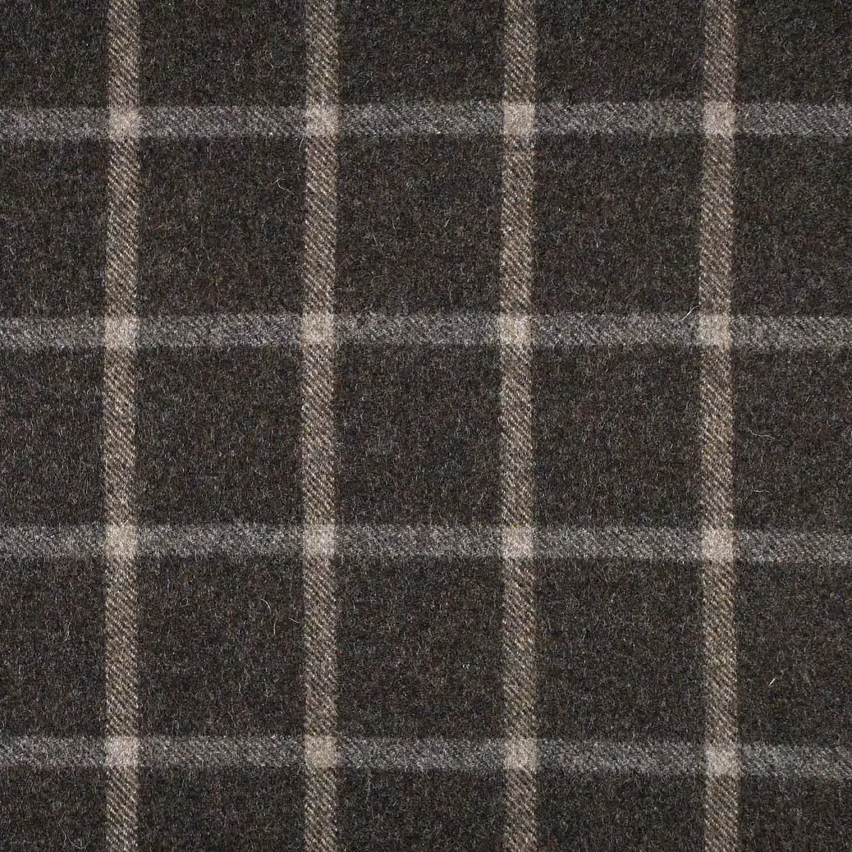 Reflection Fabric - Mocha by black-grey checked woolen fabric from Abraham Moon & Sons