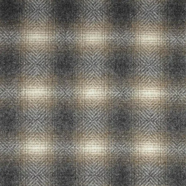 Thorpe Fabric - Taupe by black-grey checked woolen fabric from Abraham Moon & Sons
