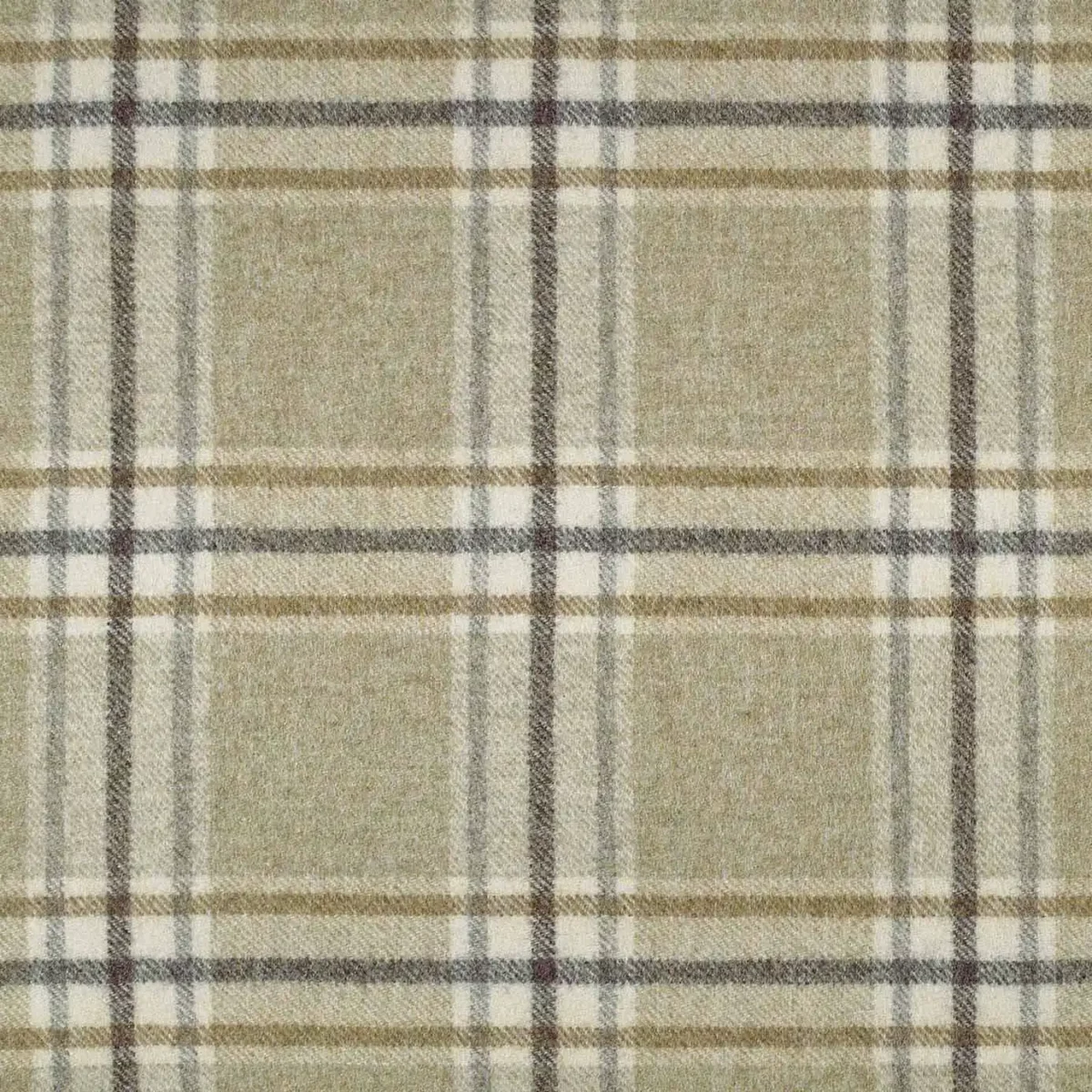 Arncliffe Fabric - Natural by neutral checked woolen fabric from Abraham Moon & Sons