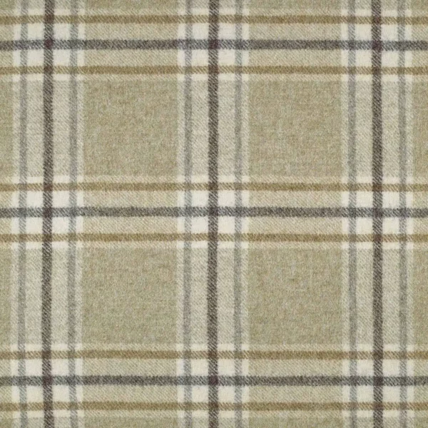 Arncliffe Fabric - Natural by neutral checked woolen fabric from Abraham Moon & Sons