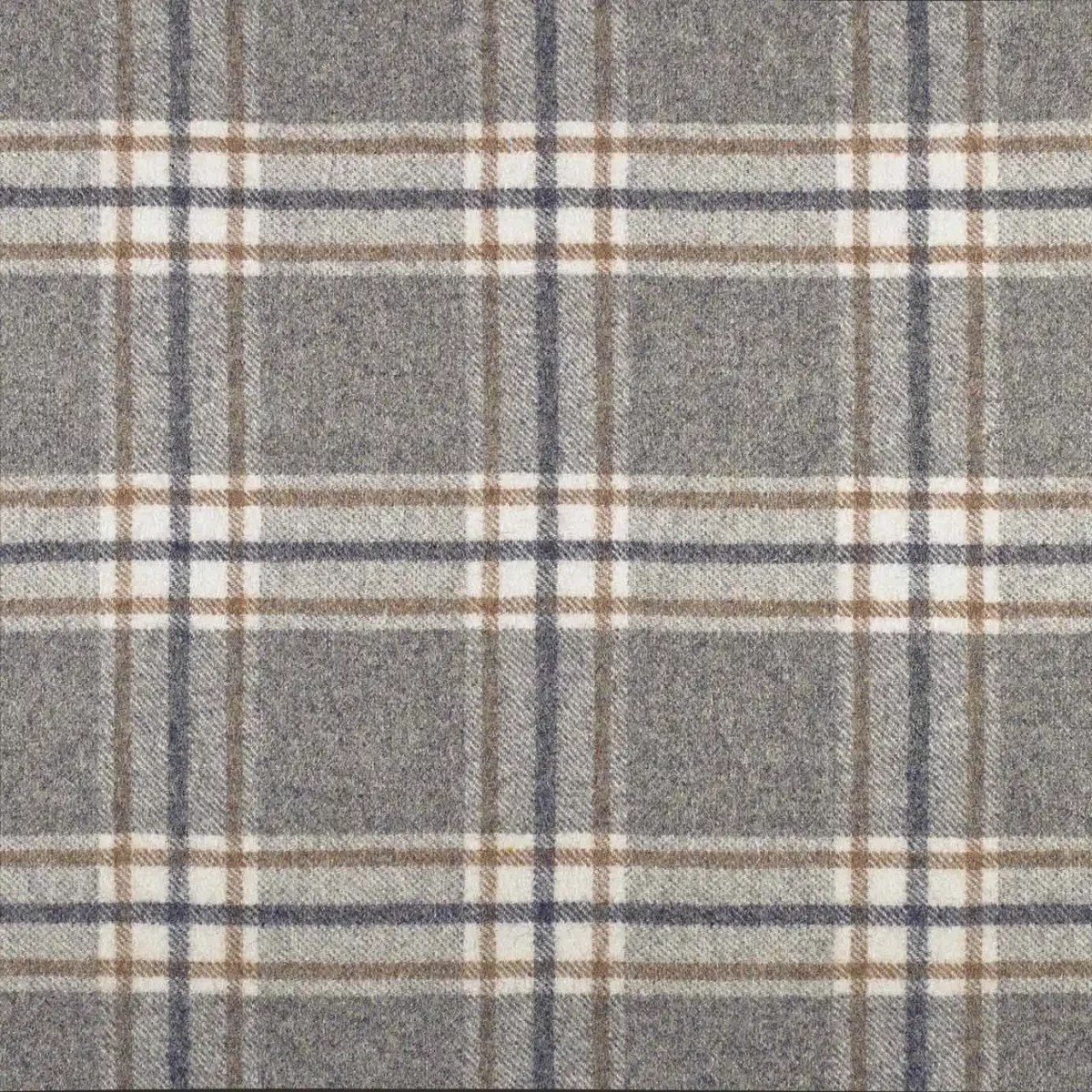 Arncliffe Fabric - Taupe by black-grey checked woolen fabric from Abraham Moon & Sons