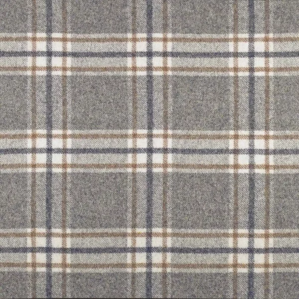 Arncliffe Fabric - Taupe by black-grey checked woolen fabric from Abraham Moon & Sons