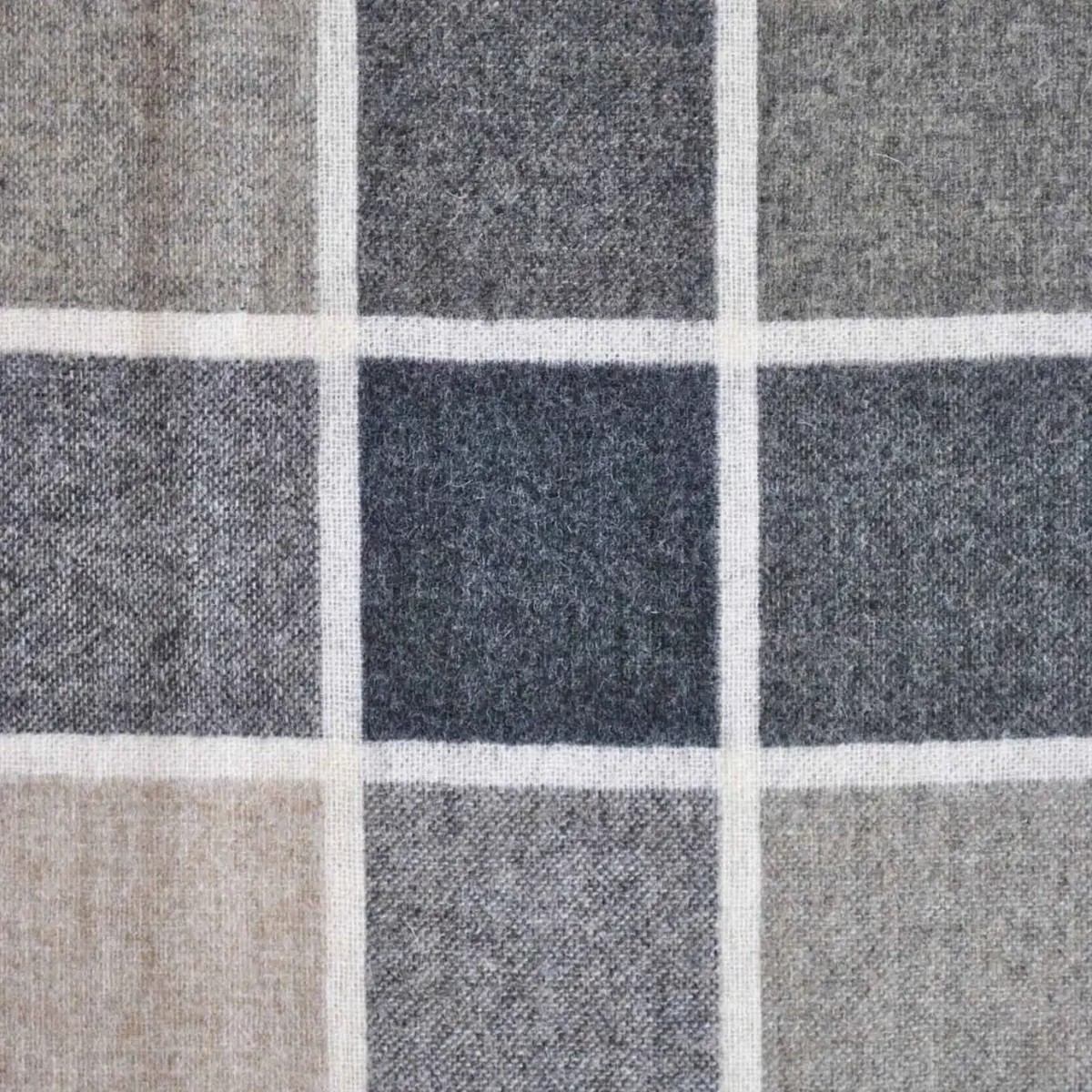 Askrigg Fabric - Taupe by black-grey checked woolen fabric from Abraham Moon & Sons