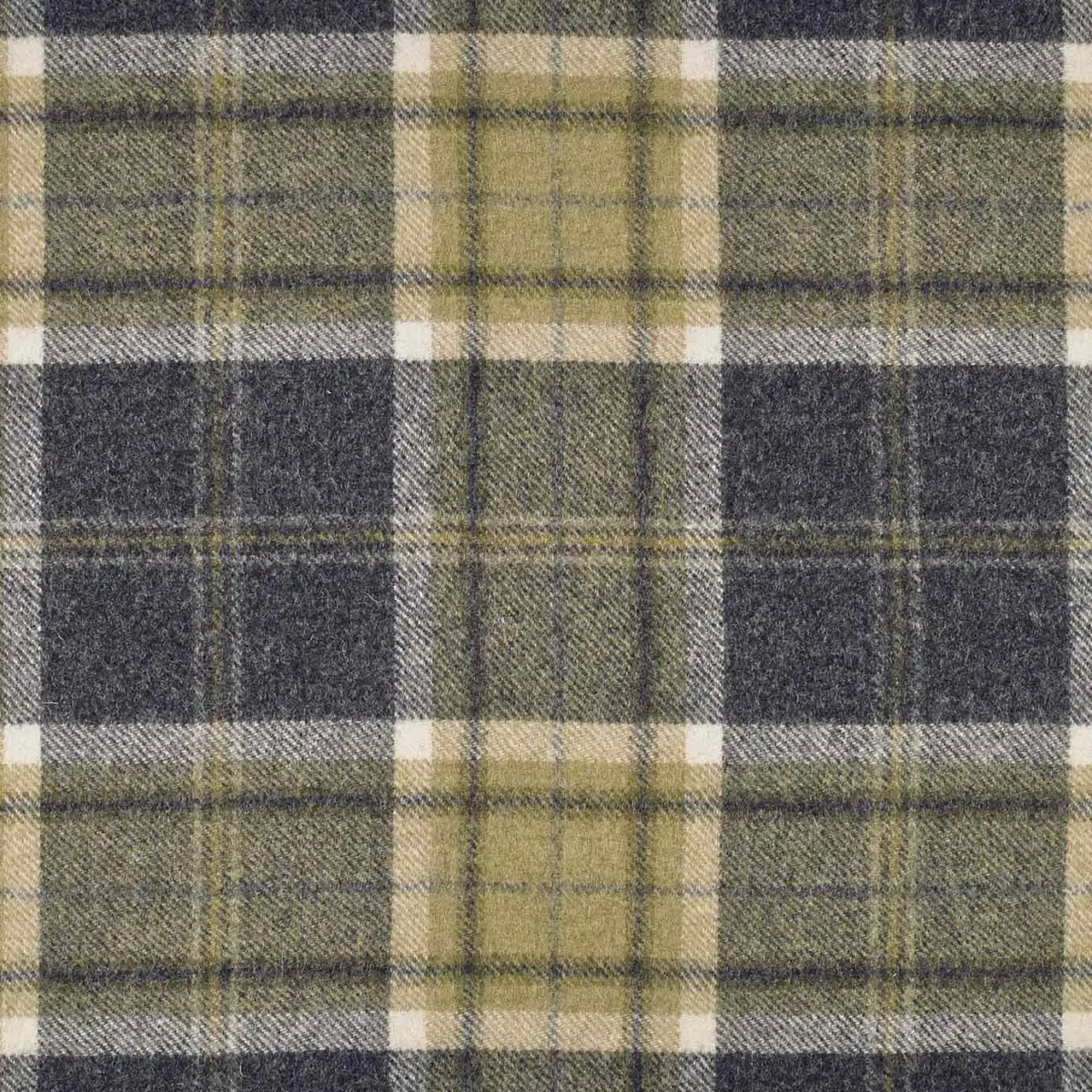 Aysgarth Fabric - Charcoal by black-grey checked woolen fabric from Abraham Moon & Sons