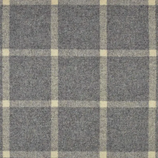 Hawes Fabric - Gull Grey by black-grey checked woolen fabric from Abraham Moon & Sons