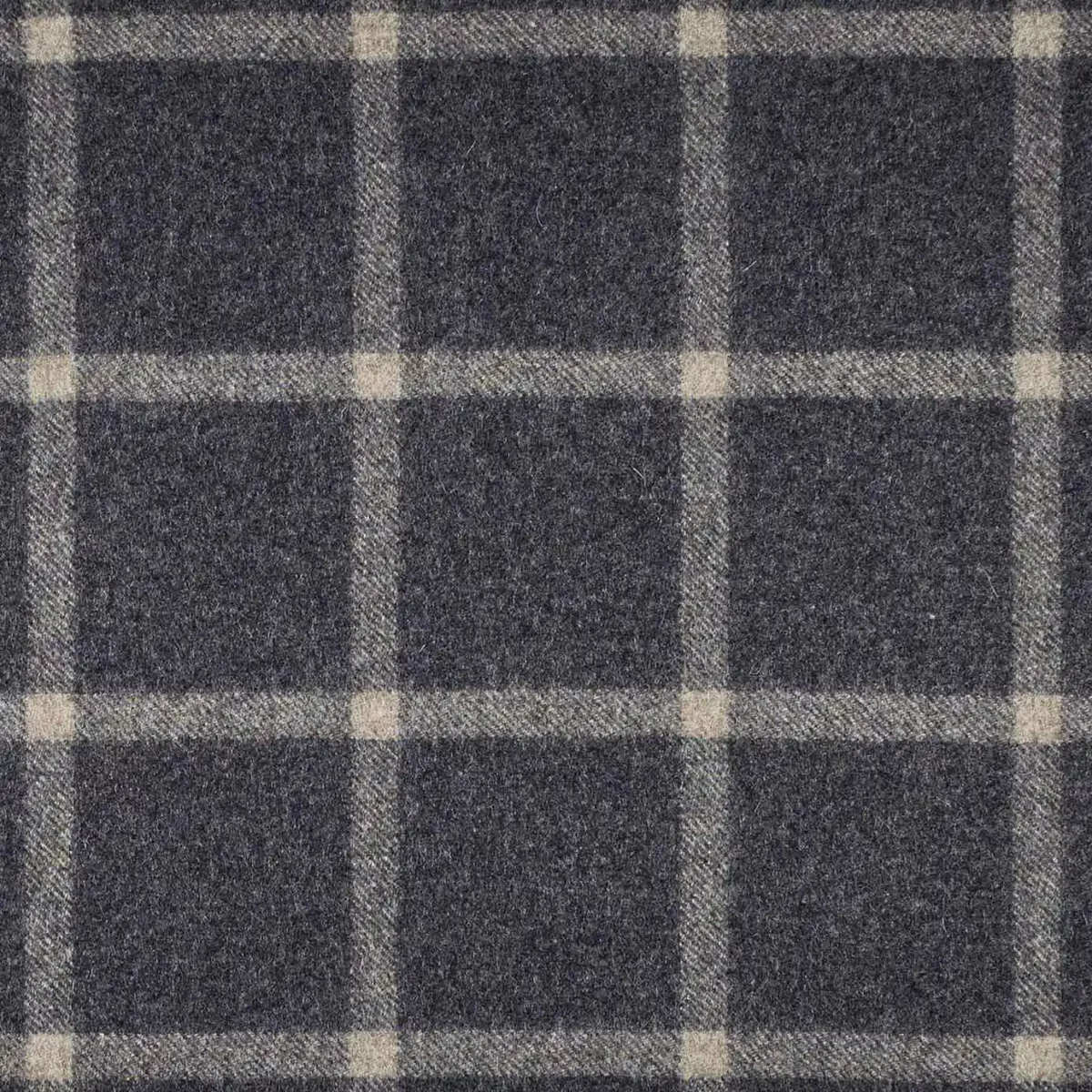 Hawes Fabric - Taupe by black-grey checked woolen fabric from Abraham Moon & Sons