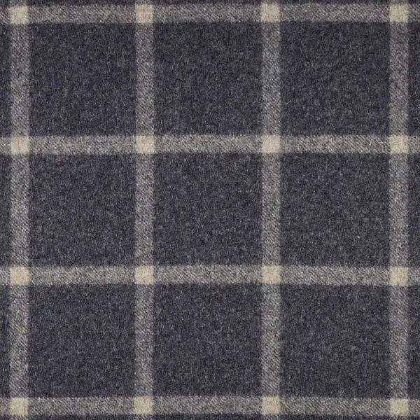 Hawes Fabric - Taupe by black-grey checked woolen fabric from Abraham Moon & Sons