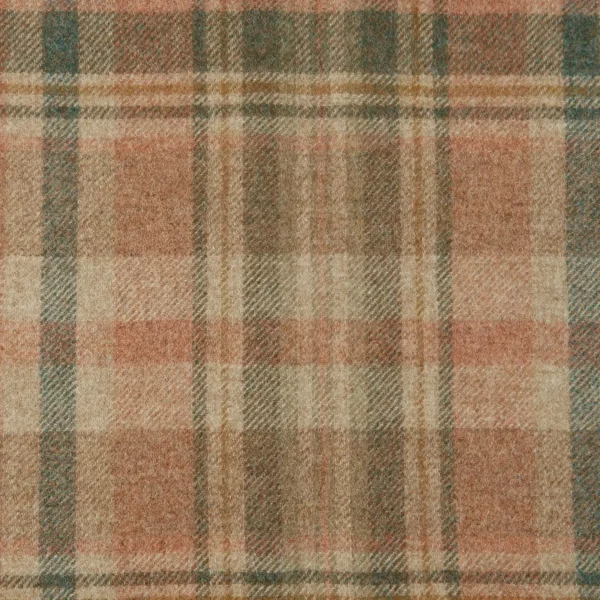 Glen Coe Fabric - Terracotta by multicolour checked woolen fabric from Abraham Moon & Sons
