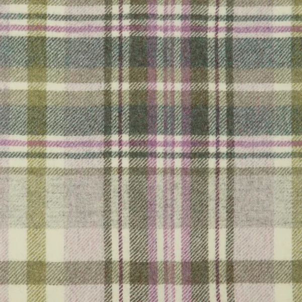 Glen Coe Fabric - Wisteria by green checked woolen fabric from Abraham Moon & Sons