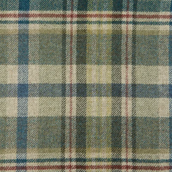 Glen Coe Fabric - Teal by blue checked woolen fabric from Abraham Moon & Sons