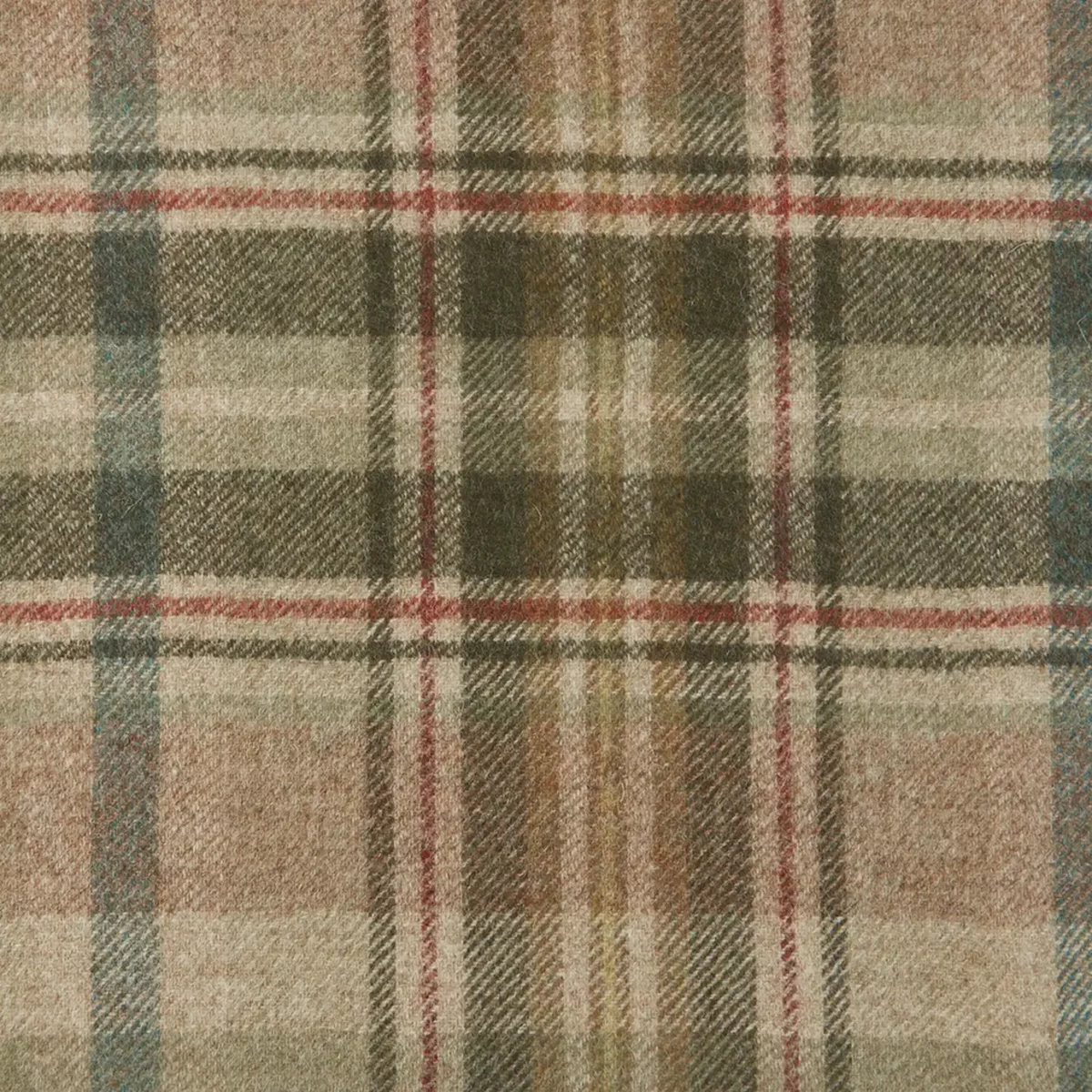 Glen Coe Fabric - Olive by green checked woolen fabric from Abraham Moon & Sons