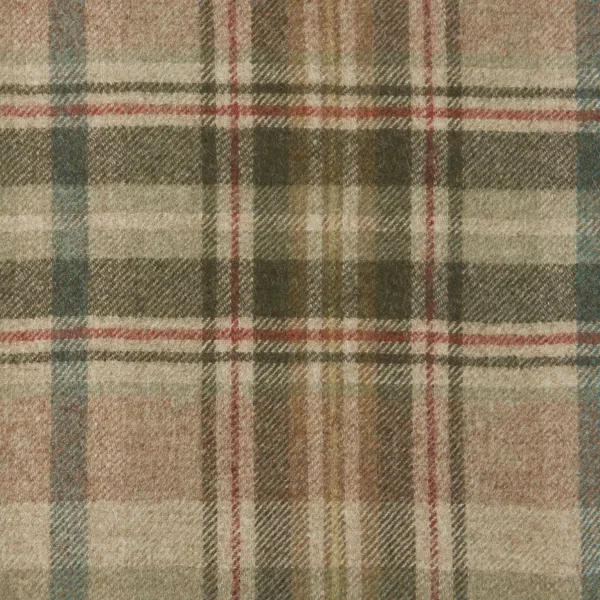 Glen Coe Fabric - Olive by green checked woolen fabric from Abraham Moon & Sons