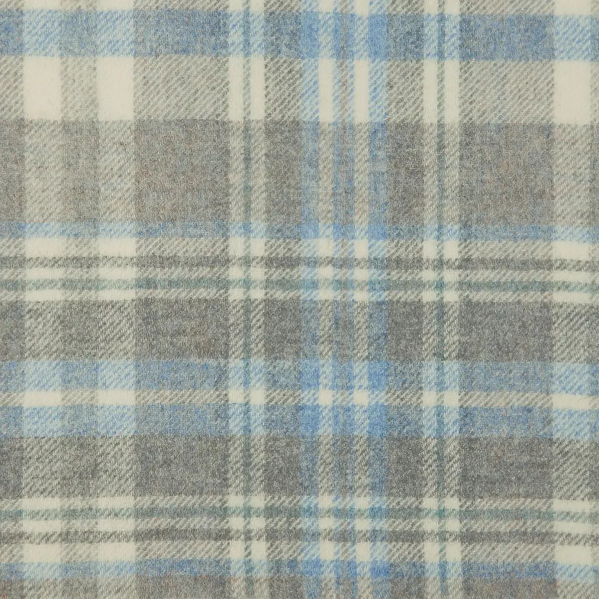 Glen Coe Fabric - Sky by black-grey checked woolen fabric from Abraham Moon & Sons