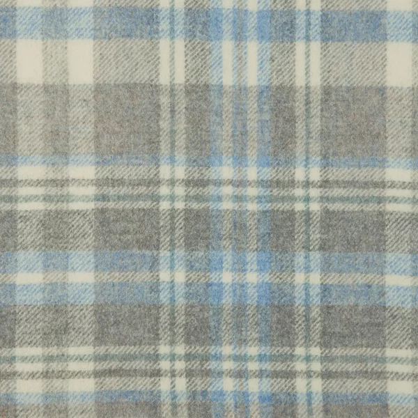 Glen Coe Fabric - Sky by black-grey checked woolen fabric from Abraham Moon & Sons