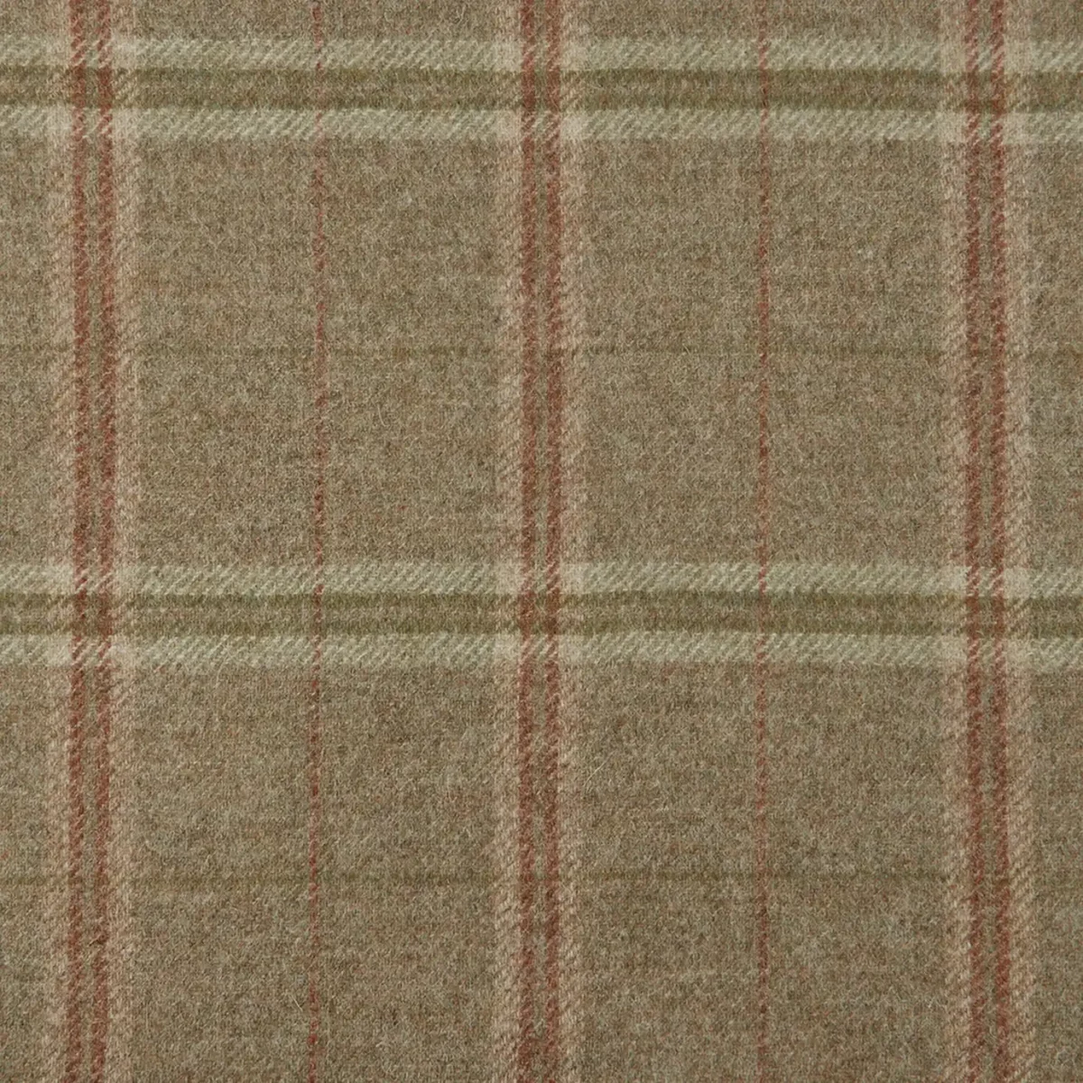 Nevis Fabric - Olive by green checked woolen fabric from Abraham Moon & Sons