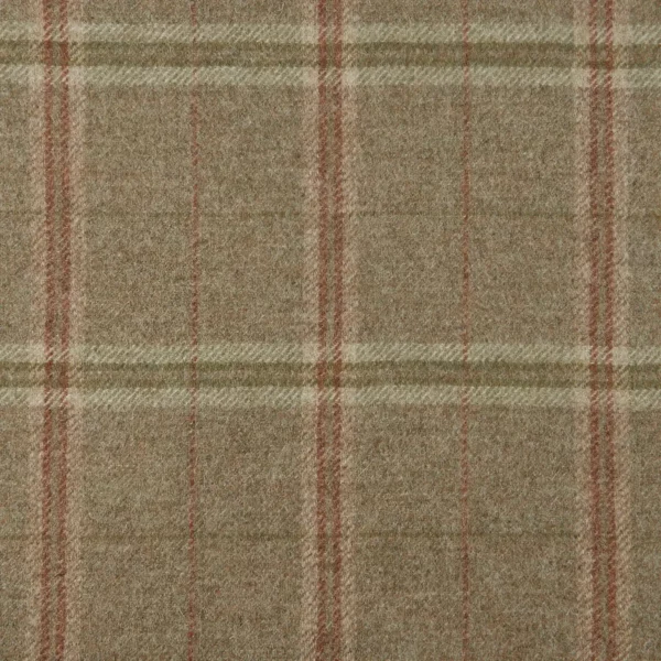 Nevis Fabric - Olive by green checked woolen fabric from Abraham Moon & Sons