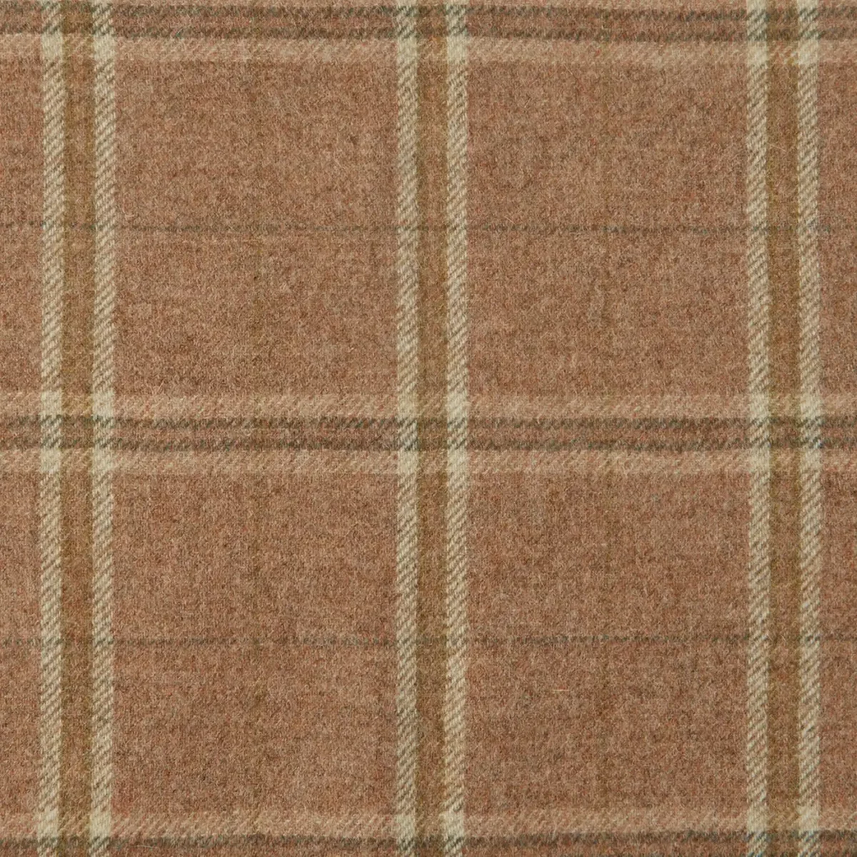 Nevis Fabric - Tarracotta by orange checked woolen fabric from Abraham Moon & Sons