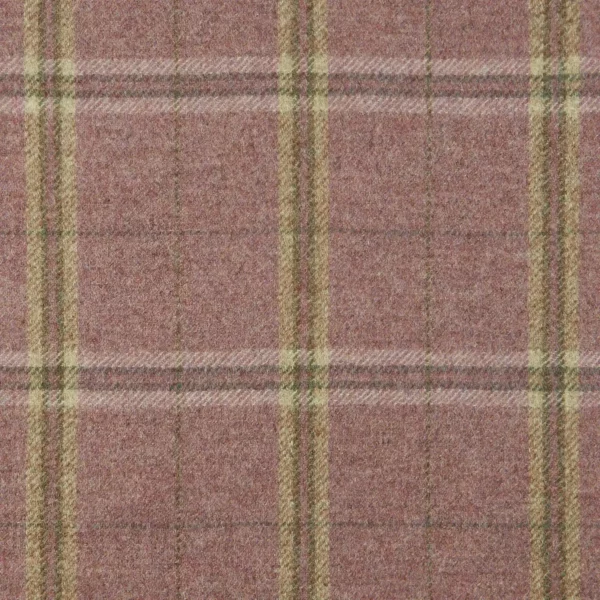 Nevis Fabric - Wild Rose by pink checked woolen fabric from Abraham Moon & Sons