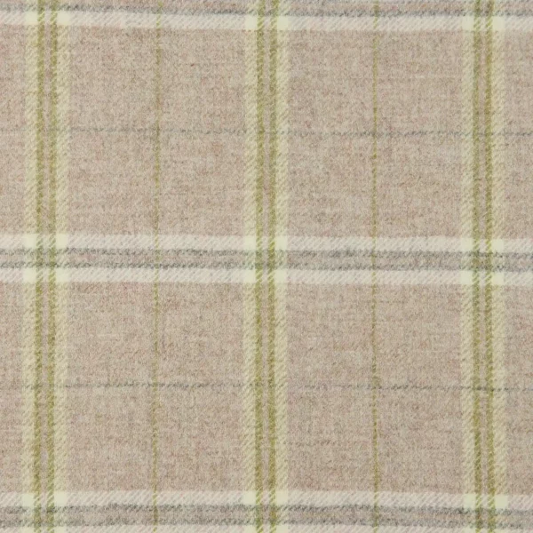 Nevis Fabric - Wisteria by white checked woolen fabric from Abraham Moon & Sons