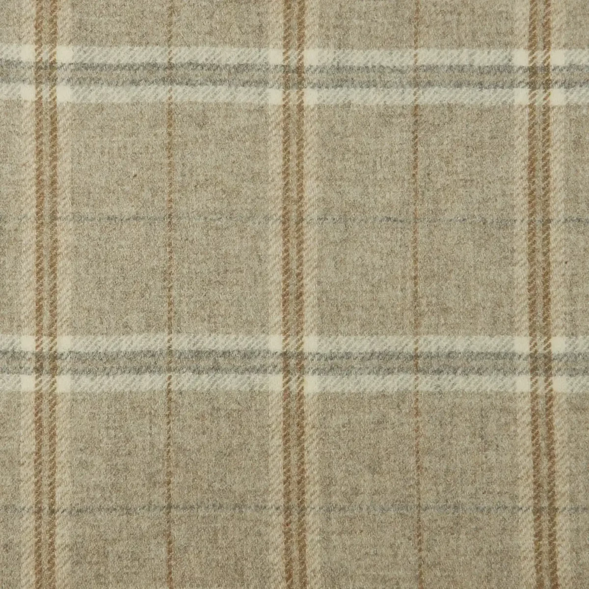 Nevis Fabric - Natural by white checked woolen fabric from Abraham Moon & Sons