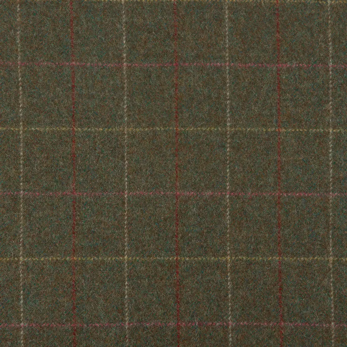 Rosa Fabric - Myrtle by green striped woolen fabric from Abraham Moon & Sons