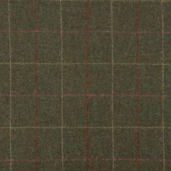 Rosa Fabric - Myrtle by green striped woolen fabric from Abraham Moon & Sons