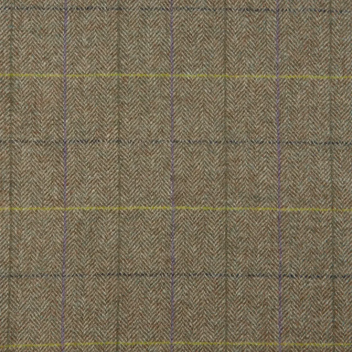 Rosa Fabric - Olive by green striped woolen fabric from Abraham Moon & Sons