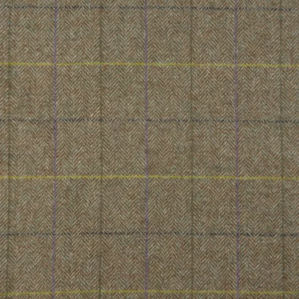 Rosa Fabric - Olive by green striped woolen fabric from Abraham Moon & Sons