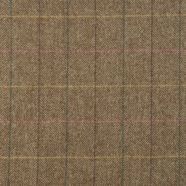 Rosa Fabric - Camel by brown striped woolen fabric from Abraham Moon & Sons