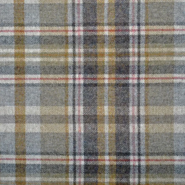 Glen Coe Fabric - Yellow / Pink by pink checked woolen fabric from Abraham Moon & Sons