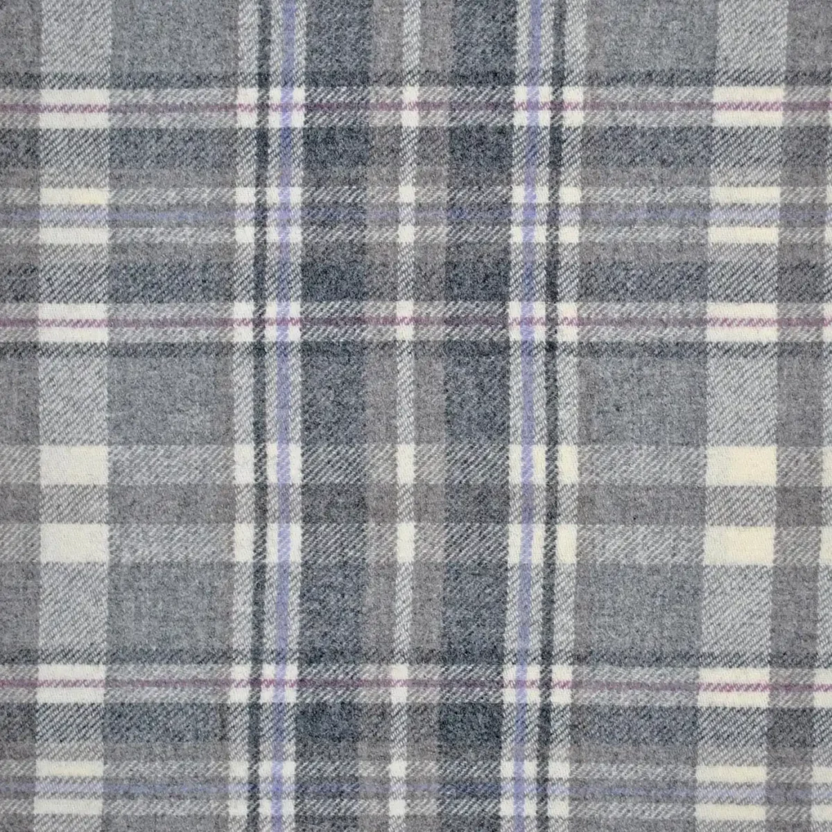Glen Coe Fabric - Grey / Lilac by black-grey checked woolen fabric from Abraham Moon & Sons