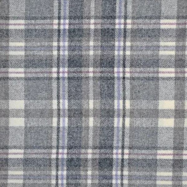 Glen Coe Fabric - Grey / Lilac by black-grey checked woolen fabric from Abraham Moon & Sons