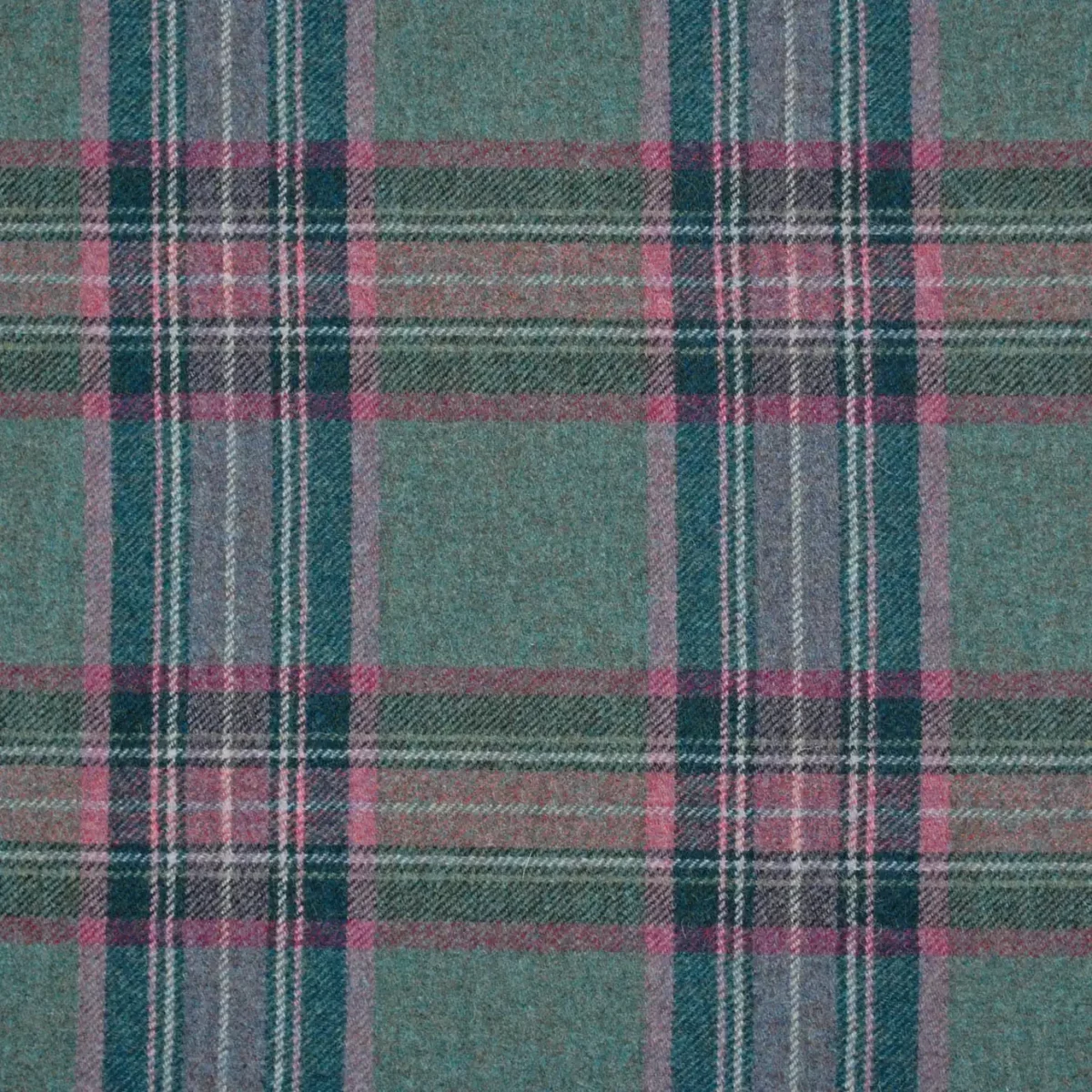 Glen Derry Fabric - Teal by blue checked woolen fabric from Abraham Moon & Sons