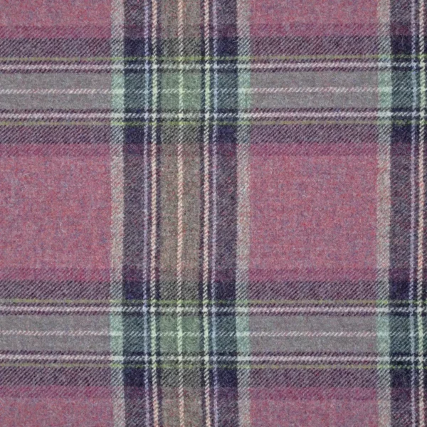 Glen Derry Fabric - Pink by pink checked woolen fabric from Abraham Moon & Sons