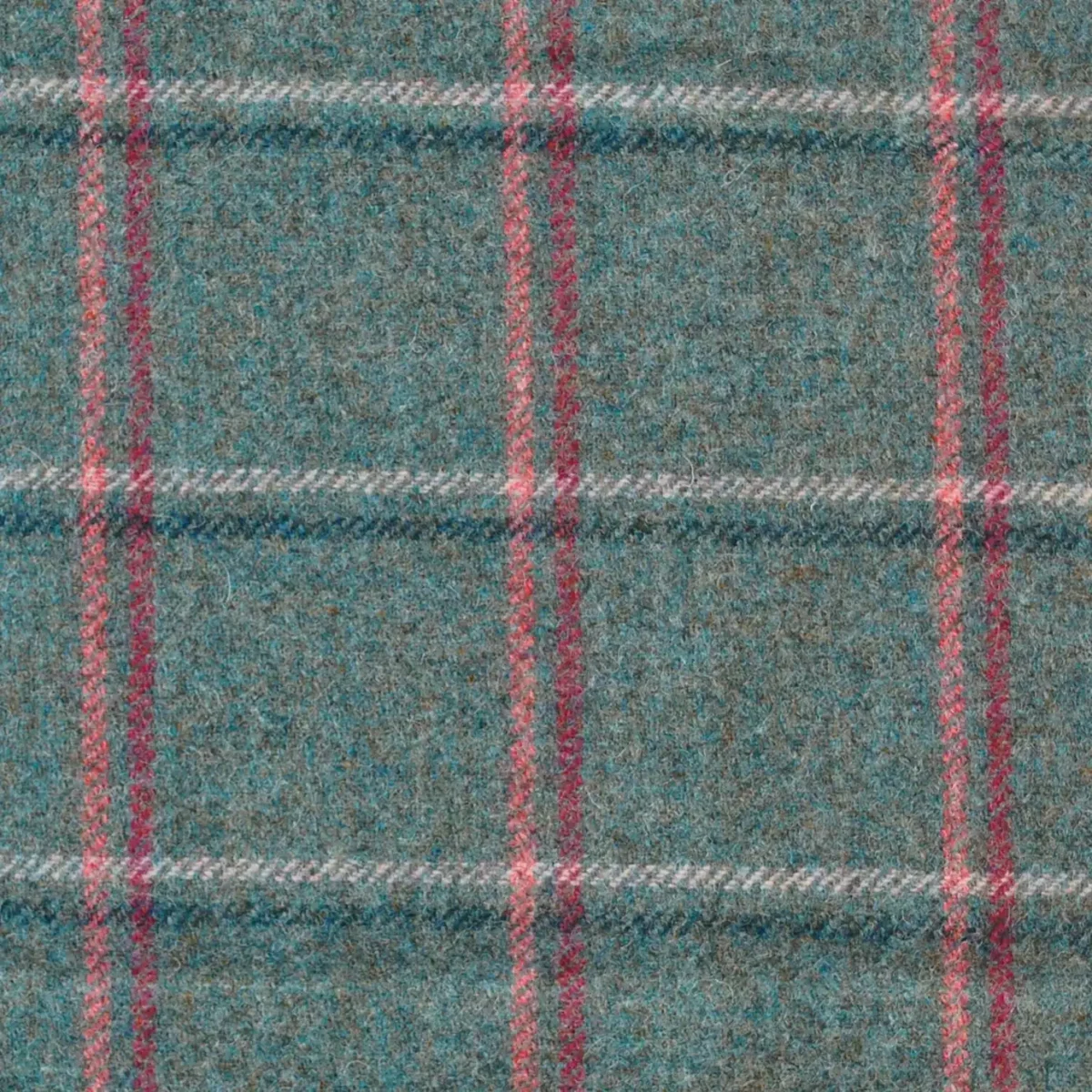 Glen Lyon Fabric - Teal by blue checked woolen fabric from Abraham Moon & Sons
