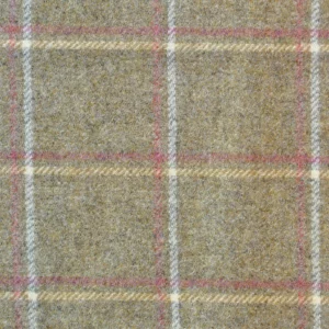 purple checked woolen fabric from Abraham Moon & Sons