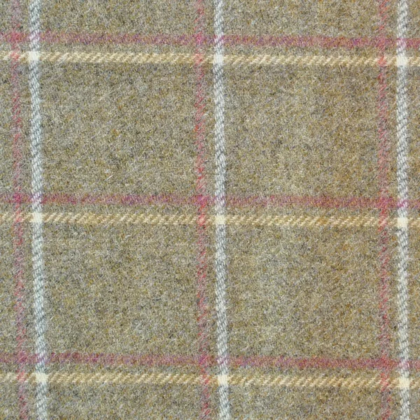 Glen Lyon Fabric - Yellow by purple checked woolen fabric from Abraham Moon & Sons