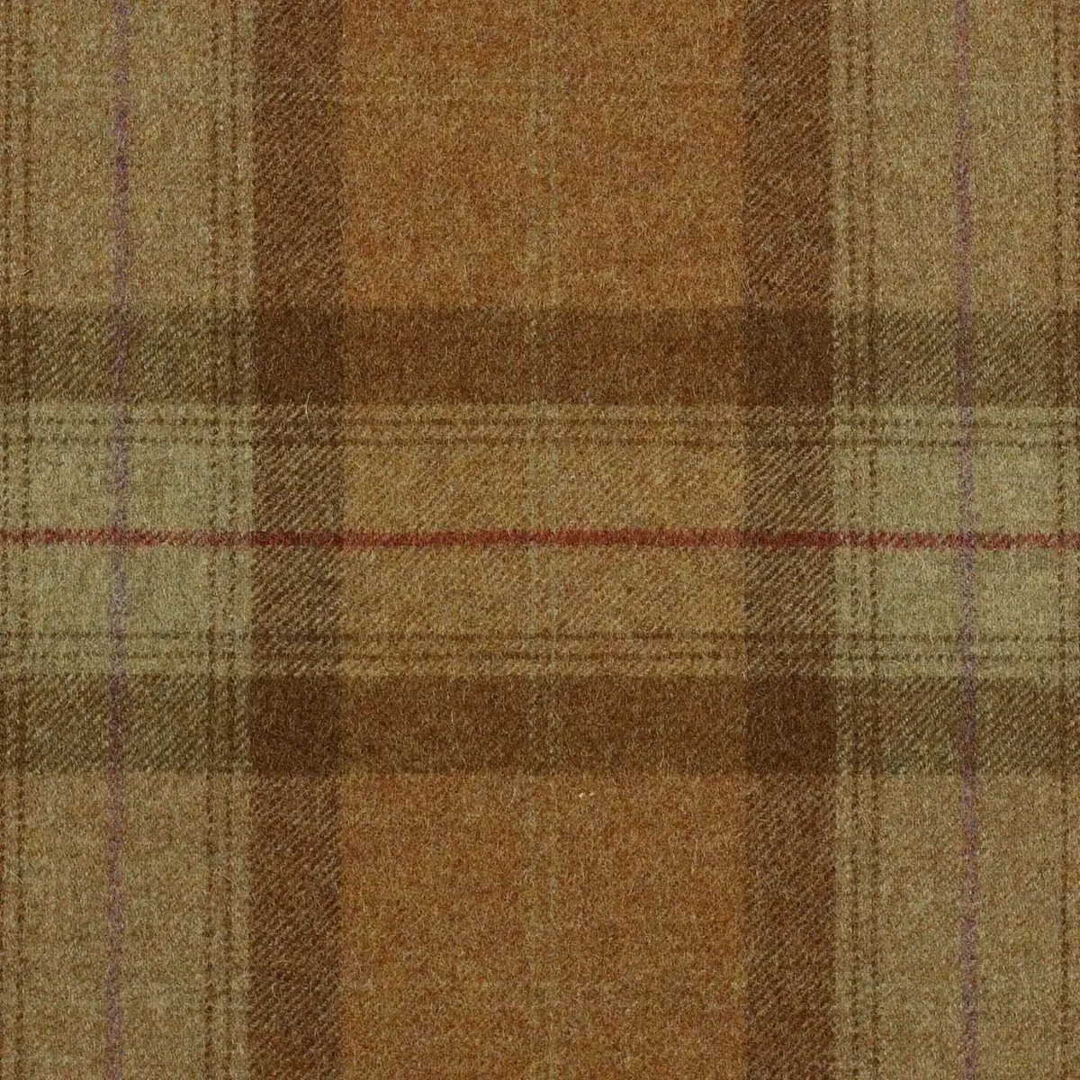 Skye Fabric - Sage by brown checked woolen fabric from Abraham Moon & Sons