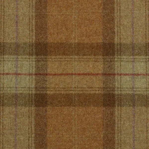 Skye Fabric - Sage by brown checked woolen fabric from Abraham Moon & Sons