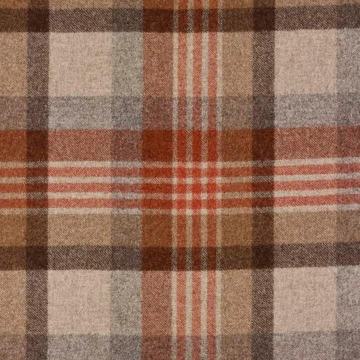 Cheltenham Fabric - Red Earth by red checked woolen fabric from Abraham Moon & Sons