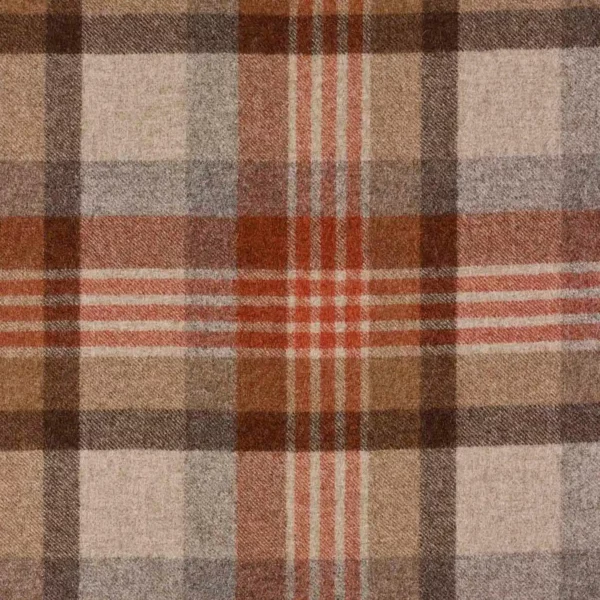 Cheltenham Fabric - Red Earth by red checked woolen fabric from Abraham Moon & Sons