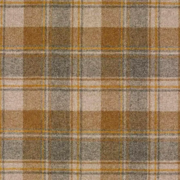 Snowshill Fabric - Mustard by yellow checked woolen fabric from Abraham Moon & Sons
