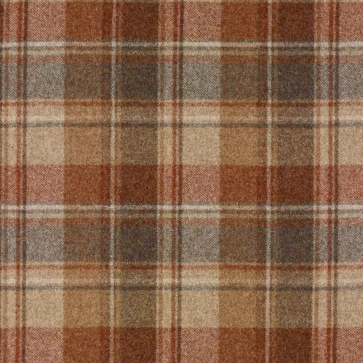 Snowshill Fabric - Red Earth by multicolour checked woolen fabric from Abraham Moon & Sons