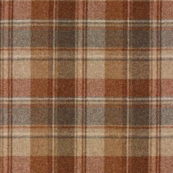 Snowshill Fabric - Red Earth by multicolour checked woolen fabric from Abraham Moon & Sons